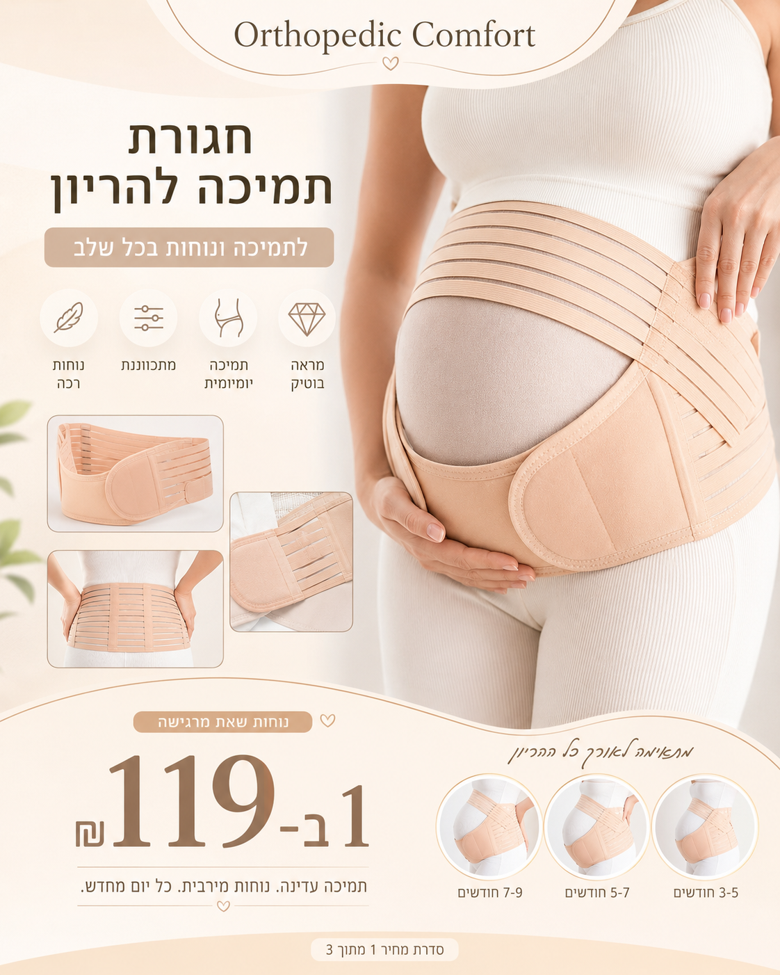 חגורת תמיכה להריון 3 ב-1 — זווית נוספת / המחשת מוצר