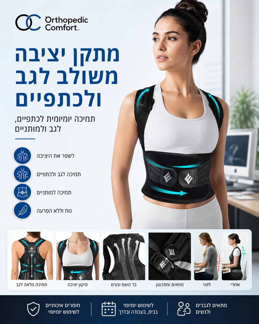 מתקן יציבה משולב לגב ולכתפיים