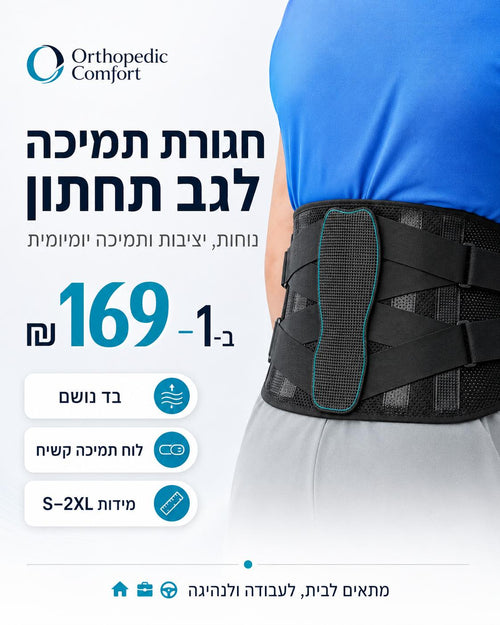 חגורת תמיכה לגב תחתון עם לוח תמיכה קשיח — זווית נוספת / המחשת מוצר