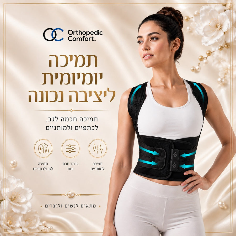 מתקן יציבה משולב לגב ולכתפיים